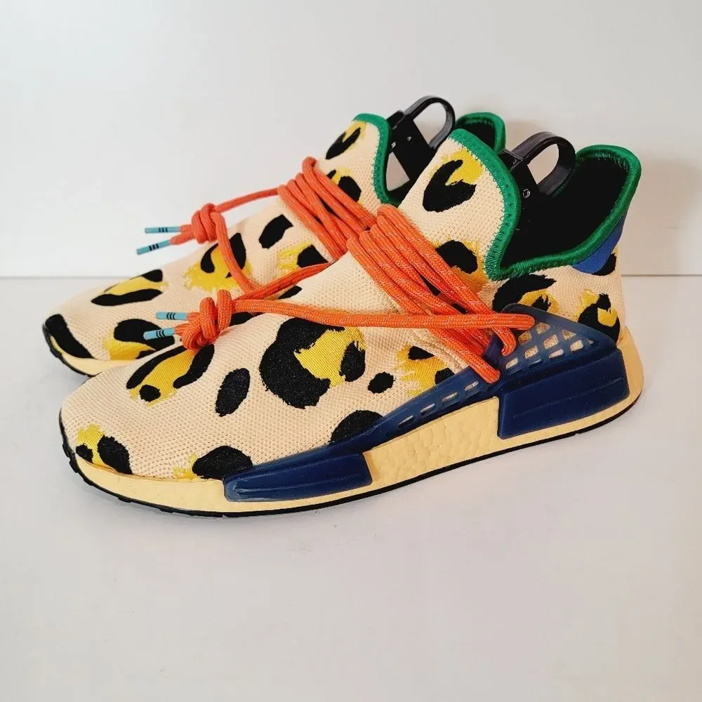 Adidas x Pharrell NMD Hu 'Animal Print' Sneakers Pulse Amber Size 9